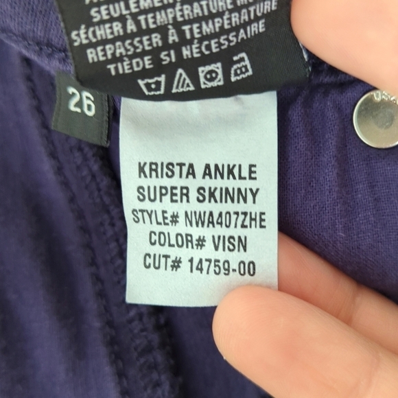 Hudson Krista Classic Mid Rise Ankle Length Super Skinny Jeans Dark Purple 26 - Picture 10 of 16
